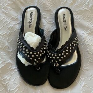 NWT MERCEDEH from Monte Carlo black leather and crystal jewels eu40 9.5US approx